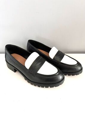 PENN - Pennington, Women’s Black and White Loafers, NWOT, Chunky, Size 11 WW